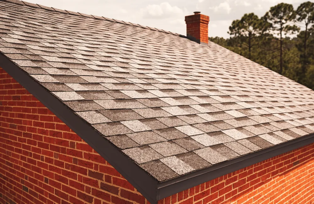 New architectural asphalt shingle roof on a brick home in Birmingham, Alabama